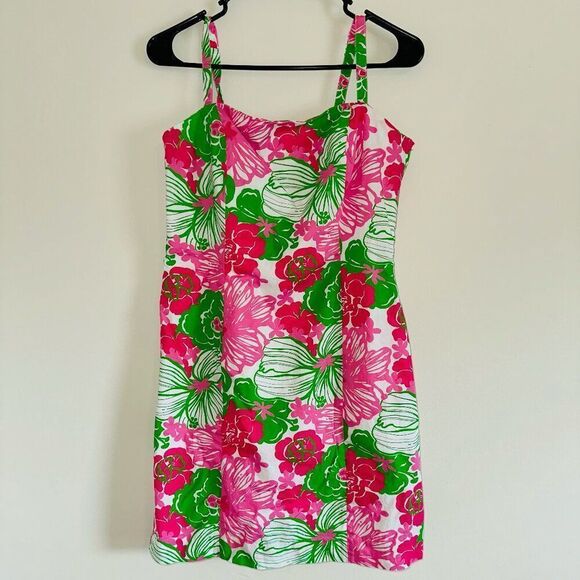 Lilly Pulitzer Dresses & Skirts - Lilly Pulitzer Green Pink Floral Dress SIZE 8